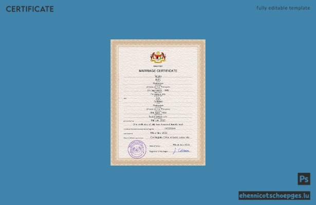 Vorschau einer malaysischen Heiratsurkunde (PSD-Beispiel)
